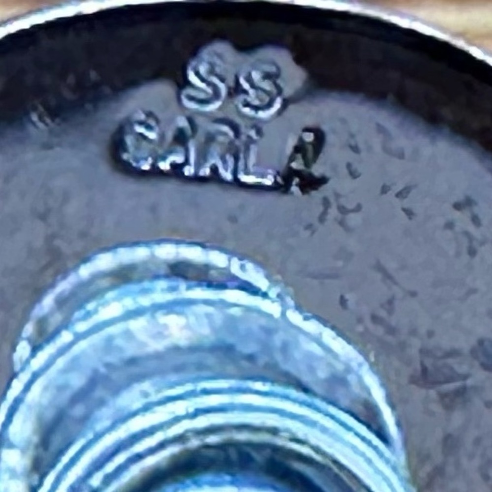 Carla Vintage Stainless Steel Half Ball Stud Earrings Signed Silver Made USA - Picture 8 of 9